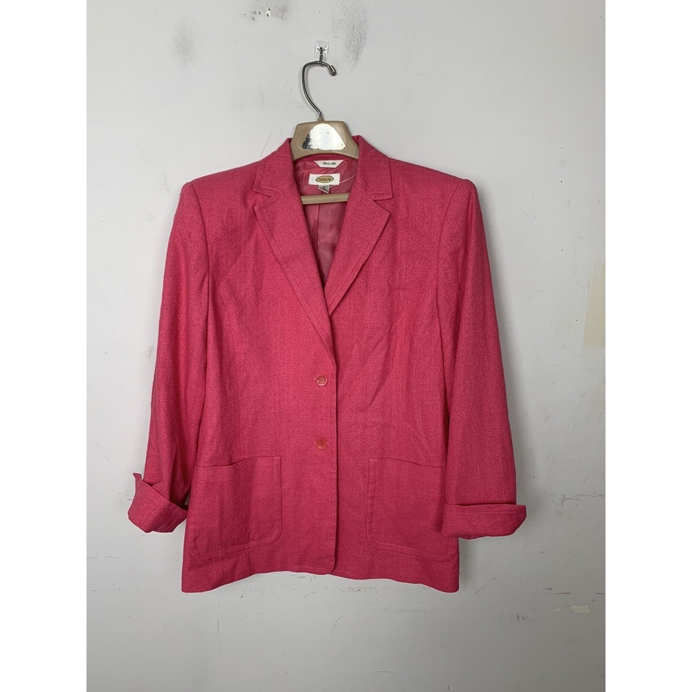Talbots Womens Blazer 10 Pink Silk Coquette Preppy Wedding Mother Shower